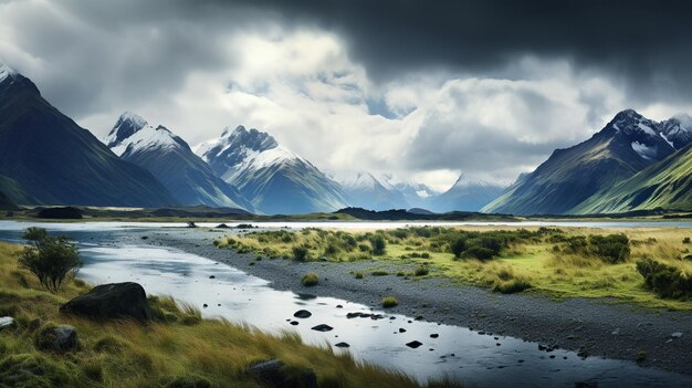 Photo panoramic majesty new zealand's south island coastline