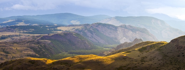 Panoramic mountain view in the evening light