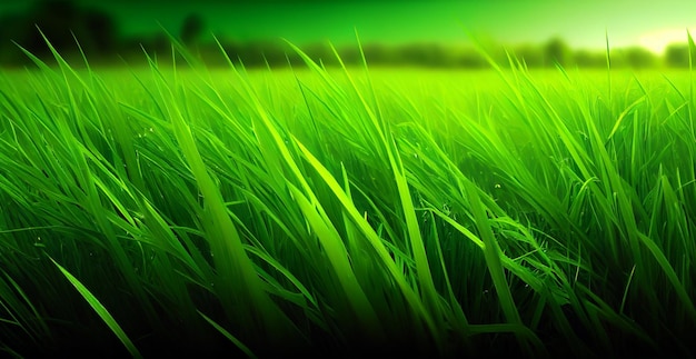 Panoramic natural background green lawn lawn AI generated image