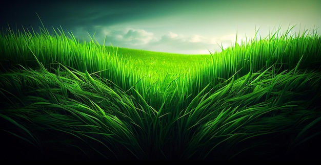 Panoramic natural background green lawn lawn AI generated image