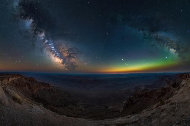 Panoramic night sky with the Milky Way