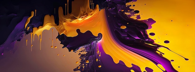 Panoramic purple and yellow abstract wave wallpaper purple and yellow background