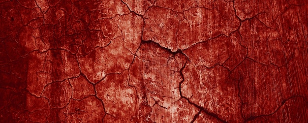 パノラマの赤い壁のグランジな質感 抽象的な恐ろしいコンクリート 背景のホラーセメント