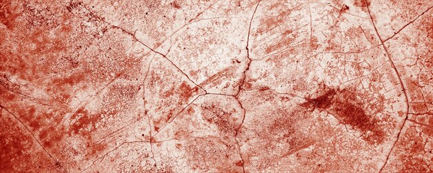 Panoramic red wall grunge texture Abstract scary concrete Horror cement for background