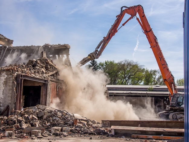 Panoramic shot of abandoned construction site against sky