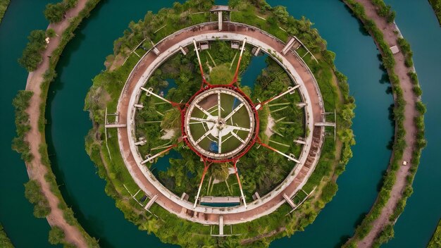 Photo panoramic shot of an abandoned water park at thuy tien lake in vietnam