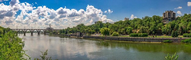 Panoramic shot of bridge over river against sky