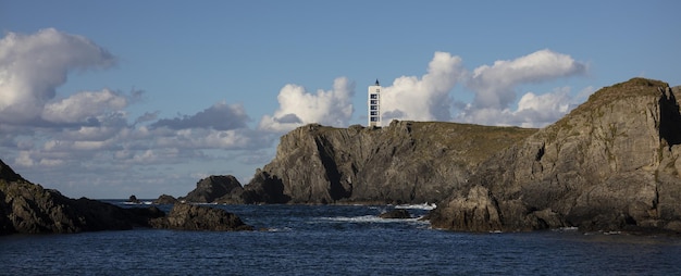 Panoramic shot of the cliffs of Meiras, Valdovino, Galicia, Spain