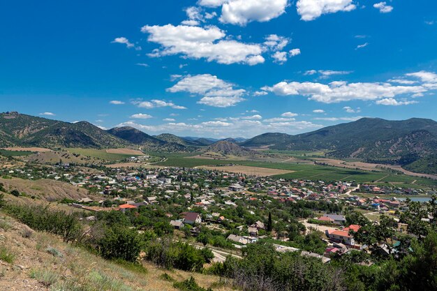 Panoramic shot of the village Vesele Republic of Crimea...