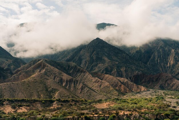 Photo panoramic sided view of the little town of maimara jujuy argentina