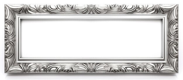 Panoramic silver frame for artwork or pictures on white background