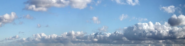 Panoramic sky with clouds on a sunny day