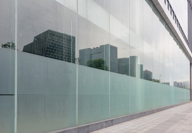 Panoramic skyline and buildings with empty concrete square floor in chengdu,china