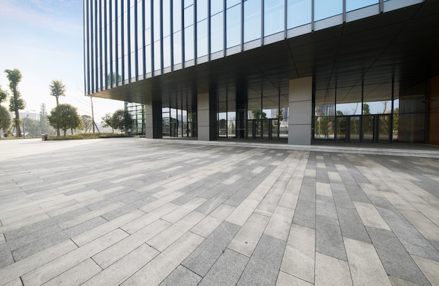 Panoramic skyline and buildings with empty concrete square floor,chongqing,china