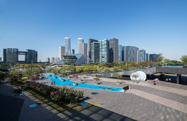 Panoramic skyline and buildings