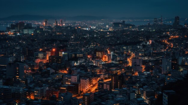 Panoramic skyline and modern commercial buildings with empty asphalt road ai generative