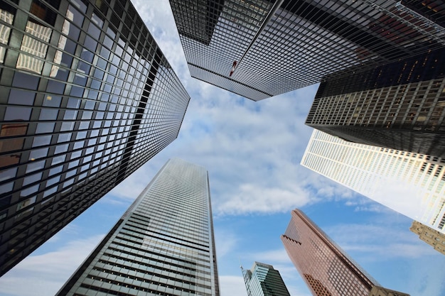 Panoramic skyline and tall skyscrapers of Toronto financial district