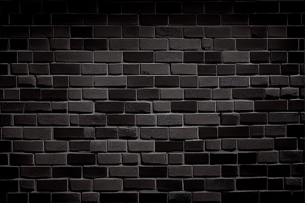 panoramic texture of black brick wall, brickwork background for design or backdrop
