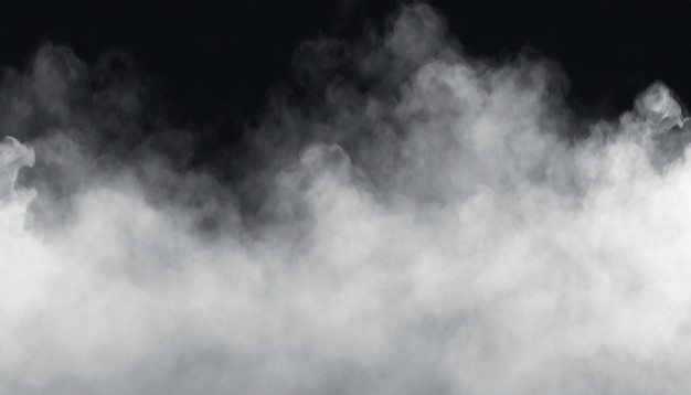 Photo panoramic view of the abstract fog or smoke move on black background white cloudiness mist