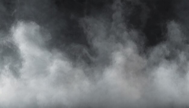 Panoramic view of the abstract fog or smoke move on black background White cloudiness mist