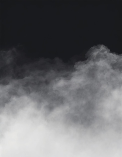 Panoramic view of the abstract fog or smoke move on black background White cloudiness mist