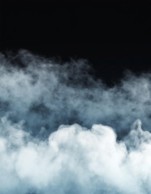 Panoramic view of the abstract fog or smoke move on black background White cloudiness mist