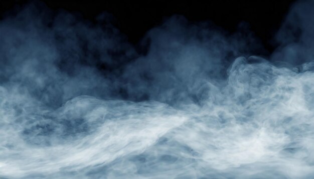 Photo panoramic view of the abstract fog or smoke move on black background white cloudiness mist