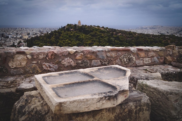 Foto vista panoramica dell'acropoli di atene