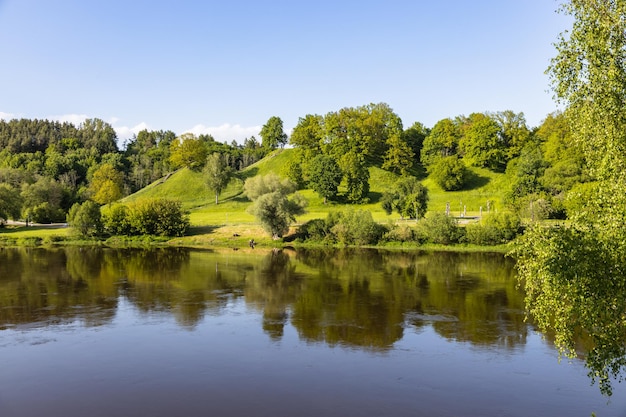 Panoramic view of the Alytus mounds and Nemunas river