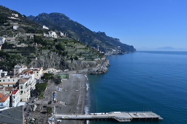 Panoramic view of the Amalfi coast in the province of Salerno Italy