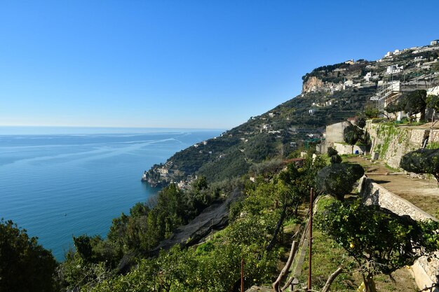 Panoramic view of the Amalfi coast in the province of Salerno Italy