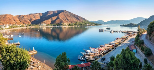 Panoramic view of the bay and yacht pier Marmaris Turkey