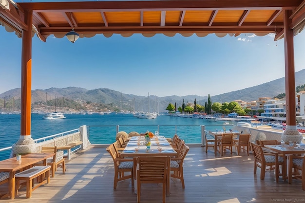 Panoramic view of the bay and yacht pier marmaris turkey