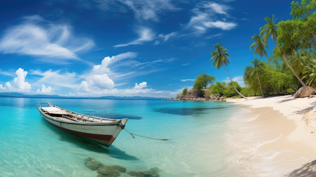 a panoramic view of a beachscape with turquoise waters white sandy beaches