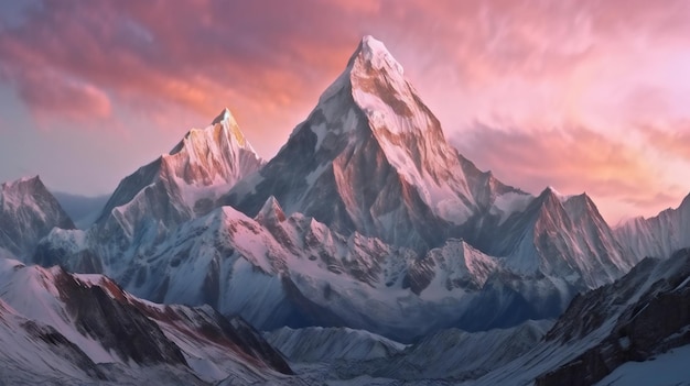 Фото Панорамный вид на красивые снежные горы машербрум природа горы
