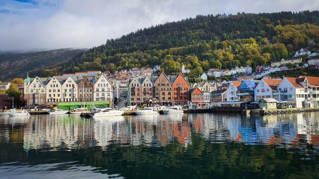 Panoramic view of the Bergen city in Norway