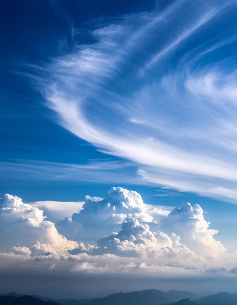 Foto la vista panoramica del cielo blu e delle montagne