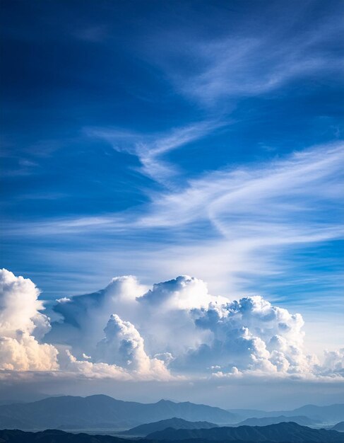 Photo the panoramic view of the blue sky and mountains