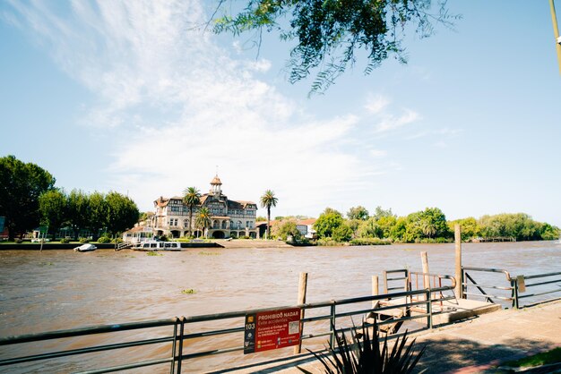 Panoramic view of Boats at Tigre River Tigre Buenos Aires Argentina