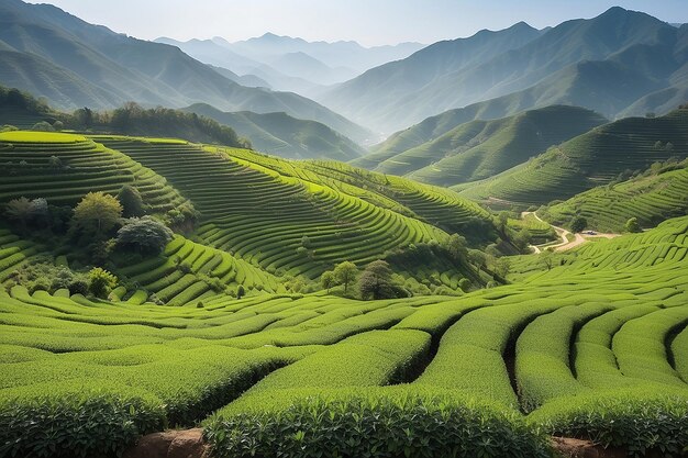 Panoramic view of the Boseng tea fields in south korea