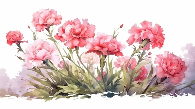 Panoramic view bouquet of carnation schabaud spring blossom Generative AI