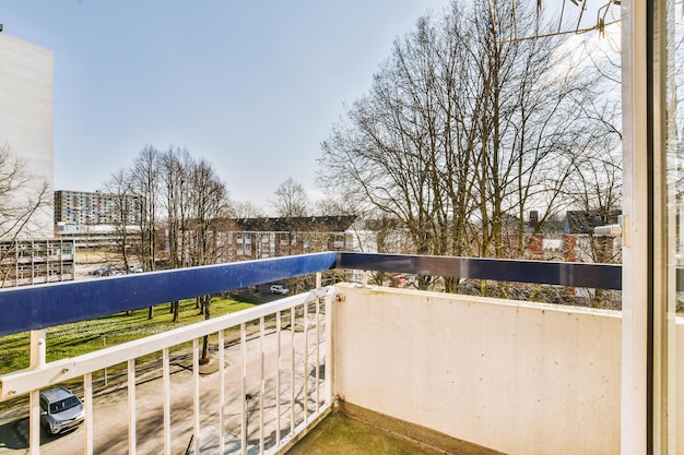 Panoramic view of brick buildings from balcony