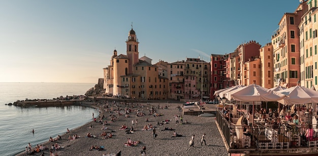 Vista panoramica della città di camogli in italia