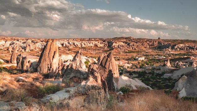 Panoramic view of canyon in Cappadocia Turkey