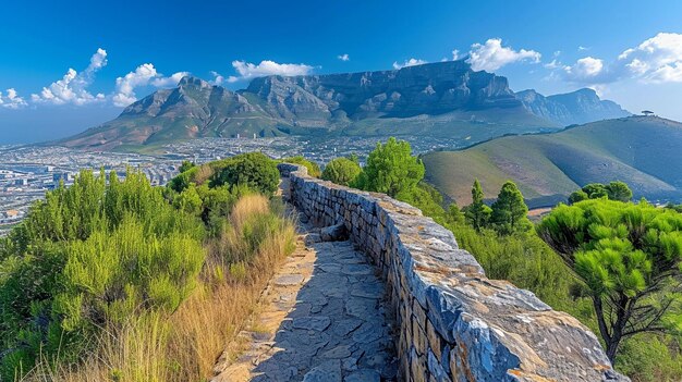 panoramic view of Cape Town with Table Mountain and the city below