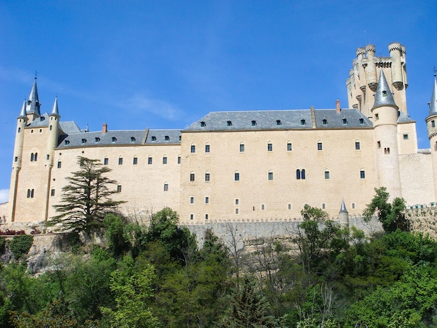 Panoramic view of castle on the sunny day Segovia Spain