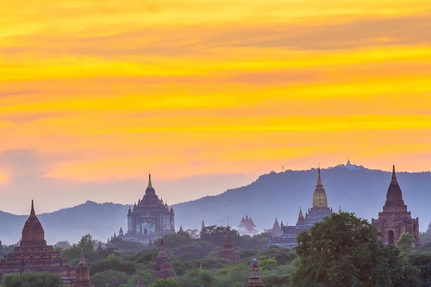 Panoramic view of cathedral and buildings against sky during sunset