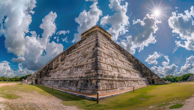 Photo a panoramic view of the chichen itza pyramid in mexico