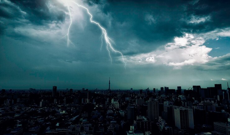 Photo panoramic view of city against cloudy sky
