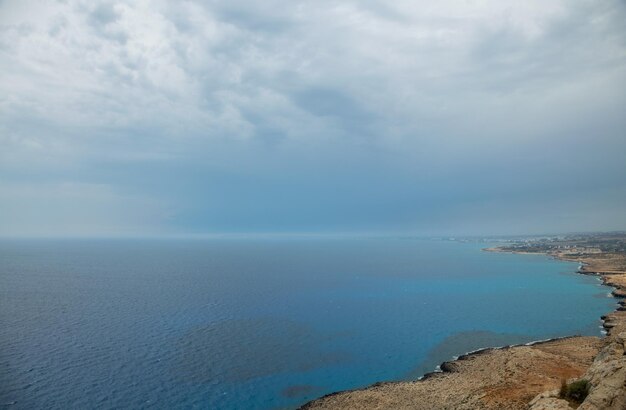 Panoramic view of the city of Ayia Napa from the viewpoint on the top of the mountain.